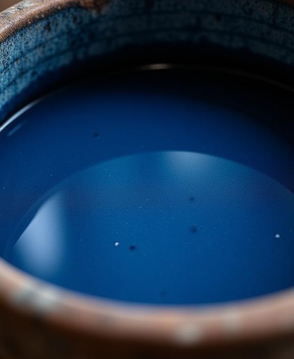 天然の藍染液が入った甕